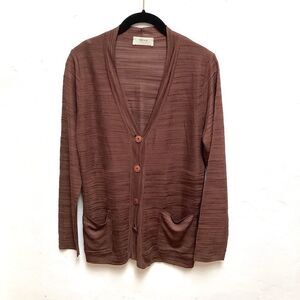 TRUXA ITALY WOMENS CARDIGAN SWEATER BROWN MEDIUM